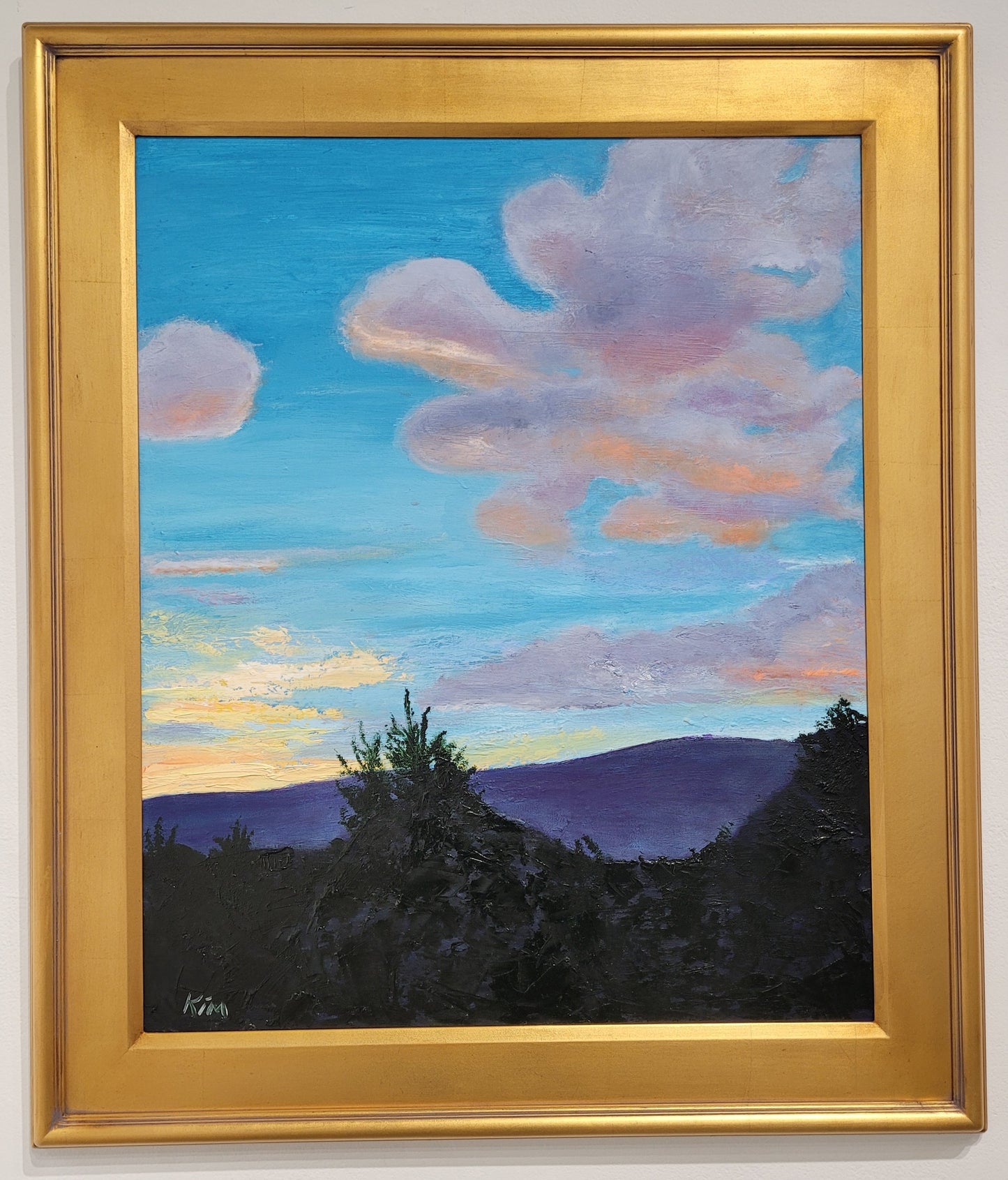 Sunset, Colorful Original Oil Landscape Painting, framed to 36x42"